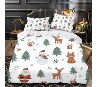 SK-YBB Bedding Set Double Bonhomme De Neige Kids Duvet Cover and 2 Pillowcases Noël Quilt Cover with Zipper Closure and 2 Pillowcases for Boy Girls