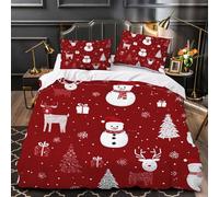 SK-YBB Bedding Set Double Bonhomme De Neige Kids Duvet Cover and 2 Pillowcases Noël Quilt Cover with Zipper Closure and 2 Pillowcases for Boy Girls