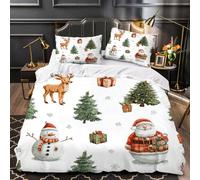SK-YBB Bedding Set Double Noël Kids Duvet Cover and 2 Pillowcases Cadeaux De Noël Quilt Cover with Zipper Closure and 2 Pillowcases for Boy Girls