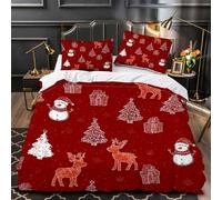 SK-YBB Bedding Set Double Noël Kids Duvet Cover and 2 Pillowcases Wapiti Quilt Cover with Zipper Closure and 2 Pillowcases for Boy Girls