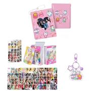 Sk-zoo EN- IVE It-zy ZB1 Ate-z Twice Merch Set 55 pcs Laser Photocards+64 stickers+Photocard Album+Bell keychain STAY BLINK Atiny Engene Bunnies Moa fan Merch (1tzy)
