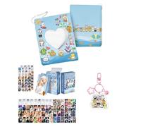 Sk-zoo EN- IVE It-zy ZB1 Ate-z Twice Merch Set 60 pcs Laser Photocards+64 stickers+Photocard Album+Bell keychain STAY BLINK Atiny Engene Bunnies Moa fan Merch (svt)
