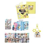 Sk-zoo EN- IVE It-zy ZB1 Ate-z Twice Merch Set 60 pcs Laser Photocards+64 stickers+Photocard Album+Bell keychain STAY BLINK Atiny Engene Bunnies Moa fan Merch (zb1)