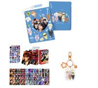 Sk-zoo EN- IVE It-zy ZB1 Ate-z Twice Merch Set 60 pcs Laser Photocards+64 stickers+Photocard Album+Bell keychain STAY BLINK Atiny Engene Bunnies Moa fan Merch (atez)