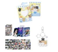Sk-zoo EN- IVE It-zy ZB1 Ate-z Twice Merch Set 60 pcs Laser Photocards+64 stickers+Photocard Album+Bell keychain STAY BLINK Atiny Engene Bunnies Moa fan Merch (en)