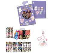Sk-zoo EN- IVE It-zy ZB1 Ate-z Twice Merch Set 60 pcs Laser Photocards+64 stickers+Photocard Album+Bell keychain STAY BLINK Atiny Engene Bunnies Moa fan Merch (idle)