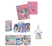 Sk-zoo EN- IVE It-zy ZB1 Ate-z Twice Merch Set 60 pcs Laser Photocards+64 stickers+Photocard Album+Bell keychain STAY BLINK Atiny Engene Bunnies Moa fan Merch (twice)