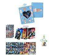 Sk-zoo EN- IVE It-zy ZB1 Ate-z Twice Merch Set 60 pcs Laser Photocards+64 stickers+Photocard Album+Bell keychain STAY BLINK Atiny Engene Bunnies Moa fan Merch (txt)