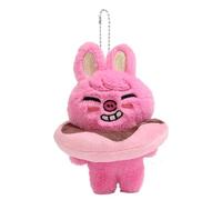 Sk-zoo Plush Keychain 'STAY' Keyring with removable Donut Ring 12 cm stray-kids Wolf Chan Jiniret Bbokari Key Chain Pendant (Pink donuts, Dwaekki)