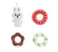 Sk-zoo Plush Keychain with 4 Removable accessories 10-12cm stray-kids Replaceable snoods Keyring Wolf Chan Jiniret Bbokari Leebit Key Chain Pendant (Leebit)