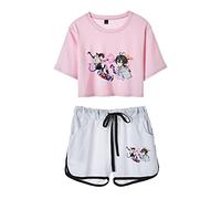 sk8 The Infinity Kiya Martial Art Langa Hasegawa Anime Cosplay Character Exposed Navel T-Shirt Shorts Set sk8 The Infinity T-Shirt Short 2 Piece Set for Women Girls