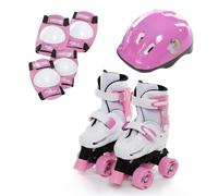 Sk8 Zone Girls Unicorn Roller Skates Set | Adjustable Kids Roller Skates with Helmet, Knee & Elbow Pads | Quad Roller Skates for Girls Size 9-12 | Kids Skates Safety Set
