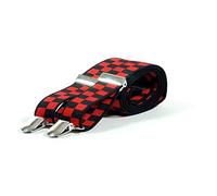 SKA Check Trouser Braces - Pink, Green, Purple, Red, Blue or White (Black and Red)