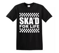 SKA’D for Life T-Shirt SKA 2 Tone Music Retro Reggae Rudeboy Skinhead Top Tee (Black White Print, 3XL