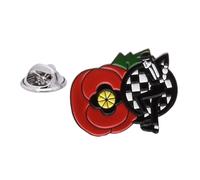 Ska Music and Red Poppy Flower Enamel Pin Badge, Black and Red Design, Metal Lapel Pin