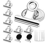 Skaaisont 10 Pcs Magnetic Clips, Anti-Scratch Fridge Magnets Strong Magnets for Whiteboard, Silver Magnetic Bulldog Clips for Kitchen Office School Home