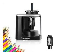 Skaaisont Electric Pencil Sharpener, Pencil Sharpener with Container, Battery Powered, Interchangeable Blade, Safe Non-Slip Portable Electric Sharpener for Home, Office, School (Black)