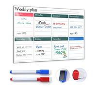 Skaaisont Magnetic Fridge Planner, Reusable A3 Weekly Planner Whiteboard with 2 Dry Erase Markers Reminder Notice Board for Adults and Children