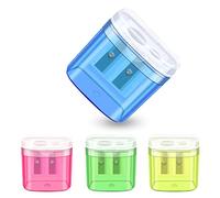 Skaaisont Pencil Sharpener with Container Pencil Sharpener for Kids 2 Hole Pencil Sharpener Makeup Manual for Different Types of Pencils Children Students Schools Offices and Travel 4pcs (JBD0926)