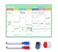 Skaaisont Whiteboard Calendar, Reusable A3 Monthly Planner Magnetic with 4 Dry Erase Markers, Magnetic Calendar for Fridge for Adults and Children