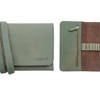 skaard Pencil Case | Genuine Buffalo Leather | For Pens & Brushes, Green-Brown, Additional pocket