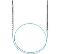 skacel by addi Circular Knitting Needles, 32 Inch (80 cm) Rocket 2 (Squared) Plated Brass Knitting Needle Pair with Nylon Cord, 5 mm (US Size 8)