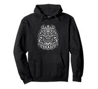 Skadi Norse Winter Goddess Viking Skull Rune Pullover Hoodie