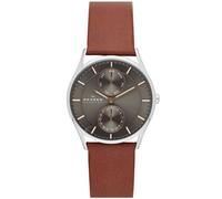 Skagen SKW6086 Men's Holst Single Chronograph Leather Strap Watch, Brown/Grey