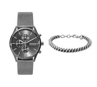 Skagen Men's Holst Chronograph Grey Stainless Steel Watch and Hulsten Silver-Tone Bracelet, Set