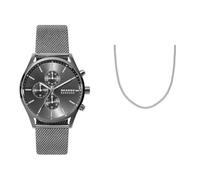Skagen Men's Holst Grey Stainless Steel Watch and Silver-Tone Necklace, Set
