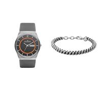 Skagen Men's Melbye Titanium Grey Stainless Steel Watch and Hulsten Silver-Tone Bracelet, Set