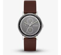 Skagen Mens Signatur Brown Leather Strap Watch SKW6941