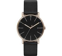 Skagen Signatur Men's Quartz Watch with Black Dial and Black Leather Strap SKW6401