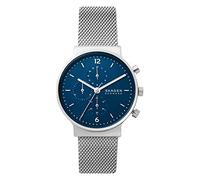 Skagen Watch for Men Ancher Chronograph, Quartz Chronograph movement, 40mm Silver Recycled Stainless Steel (At Least 50%) case with a Stainless Steel Mesh strap, SKW6764