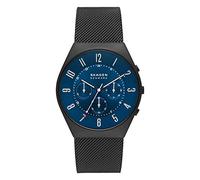 Skagen Watch for Men Grenen Chronograph, Quartz Chronograph movement, 42mm Midnight Recycled Stainless Steel (At Least 50%) case with a Stainless Steel Mesh strap, SKW6841