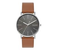 Skagen Watch for Men Signatur, Three Hand Movement, 40 mm Silver Stainless Steel Case with a Leather Strap, SKW6578