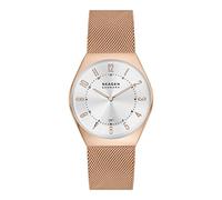 Skagen Watch for Women Grenen, Three Hand Date movement, 37mm Rose Gold Recycled Stainless Steel (At Least 50%) case with a Stainless Steel Mesh strap, SKW6818