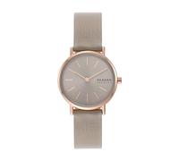 Skagen Watch for Women Signatur Lille, Two Hand movement, 30mm Rose Gold Recycled Stainless Steel (At Least 50%) case with a Eco Leather strap, SKW3060