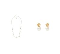 Skagen Women's Agnethe Pearl Gold-Tone Stainless Steel Necklace and Earrings, Set