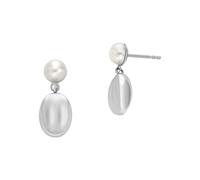 Skagen Women's Agnethe Pearl White Freshwater Pearl and Pebble Drop Earrings, SKJ1835040