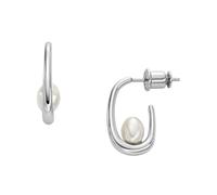 Skagen Women's Agnethe Shell Pearl and Silver-Tone Stainless Steel Hoop Earrings (Model: SKJ1797040)