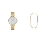 Skagen Women's Anita Lille Gold-Tone Stainless Steel Watch and Merete Necklace, Set