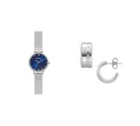 Skagen Women's Anita Lille Silver-Tone Stainless Steel Watch and Anja Pebbles Earrings, Set