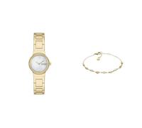 Skagen Women's Freja Lille Gold-Tone Stainless Steel Watch and Agnethe Pearl Bracelet, Set