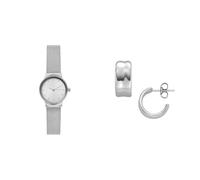 Skagen Women's Freja Lille Silver-Tone Stainless Steel Watch and Anja Pebbles Earrings, Set