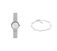 Skagen Women's Freja Lille Silver-Tone Stainless Steel Watch and Essential Waves Bracelet, Set