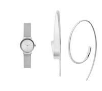 Skagen Women's Freja Lille Silver-Tone Stainless Steel Watch and Kariana Earrings, Set