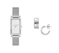 Skagen Women's Hagen Lille Silver-Tone Stainless Steel Watch and Anja Pebbles Earrings, Set