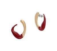 Skagen Women's Liquid Metal Gold-Tone Stainless Steel Drop Earrings Dipped in Cranberry Enamel, SKJ1766710