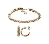 Skagen Women's Merete Gold-Tone Stainless Steel Bracelet and Earrings, Set